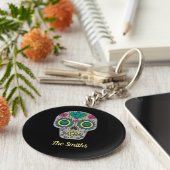 死んだスカルのバラと結晶 キーホルダー (側面)