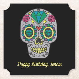 死んだスカルのバラと結晶 ペーパーコースター