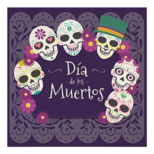 死んだスカルのマスクのDia de los Muertos Day ポスター