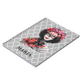 死んだスカルのローズピンクの赤の水彩画日 ノートブック (左側)