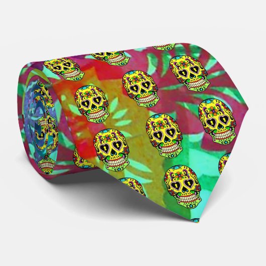 死んだスカルの日 – 黄色の砂糖スカルタイ ネクタイ (ロール)