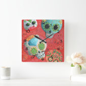 死んだスカルの3日間 スクエア壁時計 (ホーム)