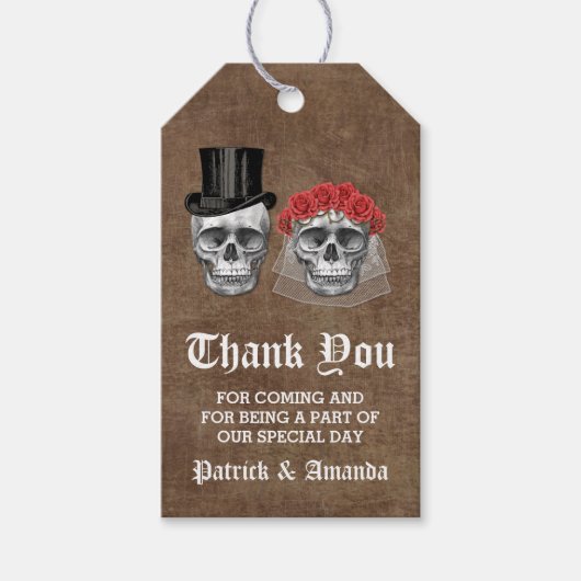 死んだスカルカップル結婚の日 ギフトタグ (正面)