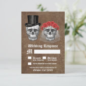 死んだスカルカップル結婚式RSVPカードの日 出欠カード (スタンド正面)