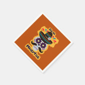 死んだスカルハットフラワーファミリーキッズ スタンダードカクテルナプキン (角)