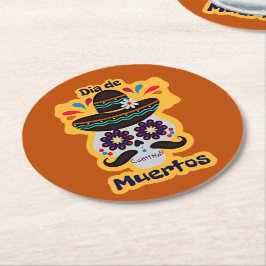 死んだスカルハットフラワーファミリーキッズ ラウンドペーパーコースター