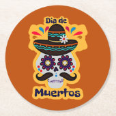 死んだスカルハットフラワーファミリーキッズ ラウンドペーパーコースター (正面)