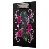 死んだスカルピンクのバラのトリプルブラックデイ クリップボード (左)