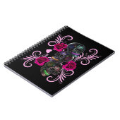 死んだスカルピンクのバラのトリプルブラックデイ ノートブック (左側)