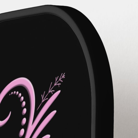 死んだスカルピンクのバラのトリプルブラックデイ ピックルボールラケット (左詳細)