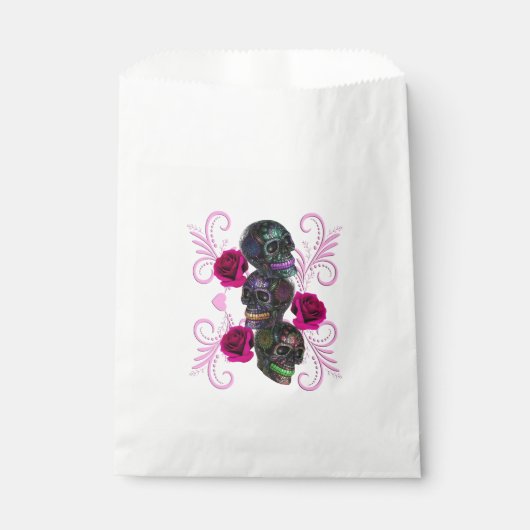 死んだスカルピンクのバラのトリプルブラックデイ フェイバーバッグ (正面)