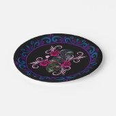 死んだスカルピンクのバラのトリプルブラックデイ ペーパープレート (アングル)