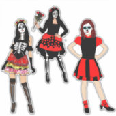 死んだスカル女子オリジナルスケッチ芸術の日 シール (正面)