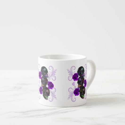 死んだスカル紫のバラのトリプルブラックデイ エスプレッソカップ (正面右)