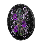 死んだスカル紫のバラのトリプルブラックデイ ダーツボード (正面右)