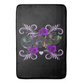 死んだスカル紫のバラのトリプルブラックデイ バスマット (正面縦)