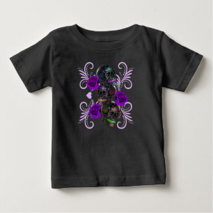 死んだスカル紫のバラのトリプルブラックデイ ベビーTシャツ