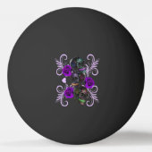 死んだスカル紫のバラのトリプルブラックデイ 卓球ボール (裏面)