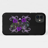 死んだスカル紫のバラのトリプルブラックデイ Case-Mate iPhoneケース (裏面(横))