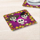 死んだスカル スクエアペーパーコースター (アングル)