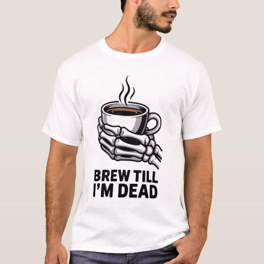 死んだスケルトンまで醸造コーヒーハロウィーンティー Tシャツ (正面)