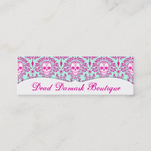 死んだダマスク織-カスタムで細い砂糖のスカルの名刺 スキニー名刺 (正面)