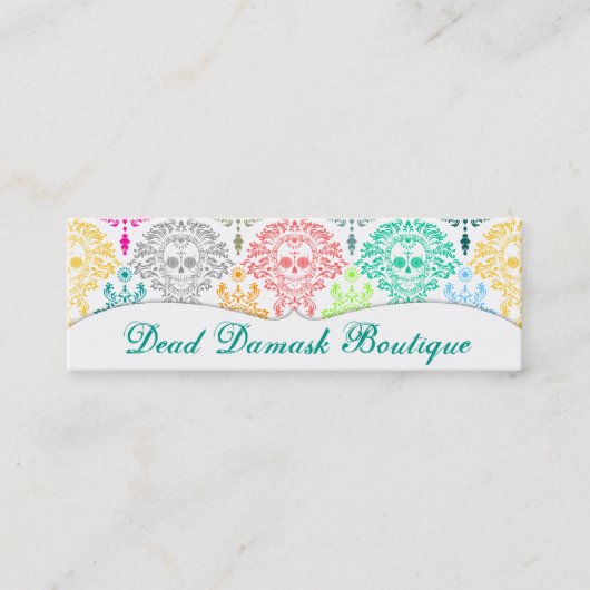 死んだダマスク織-カスタムで細い砂糖のスカルの名刺 スキニー名刺 (正面)