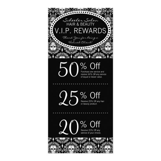 死んだダマスク織-カスタムなサロンのクーポン ラックカード (正面)