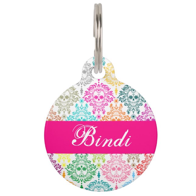 死んだダマスク織-カスタムなペットタグ ペット　ネームタグ (正面)