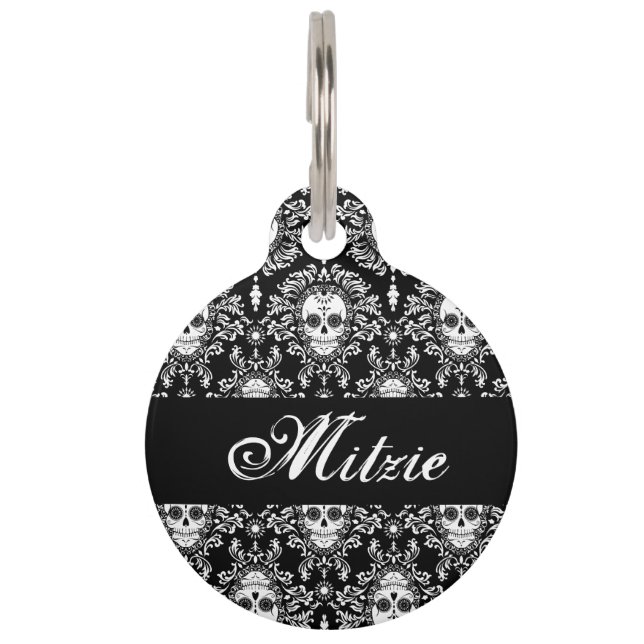 死んだダマスク織-カスタムなペットタグ ペット　ネームタグ (正面)