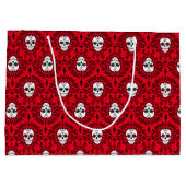 死んだダマスク織-カスタムな砂糖のスカルのギフトバッグ ラージペーパーバッグ (裏面)