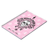 死んだダマスク織-カスタムな砂糖のスカルのノート ノートブック (左側)