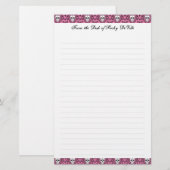 死んだダマスク織-カスタムな砂糖のスカルの文房具 便箋 (正面/裏面)