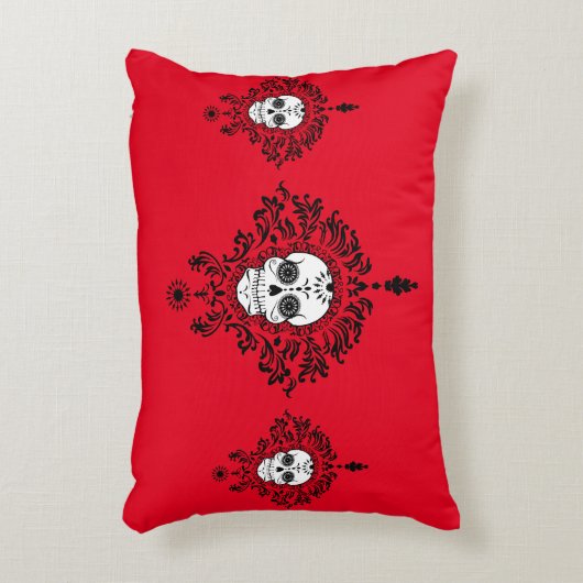 死んだダマスク織-シックな砂糖のスカルのアクセントの枕 アクセントクッション (正面(垂直))