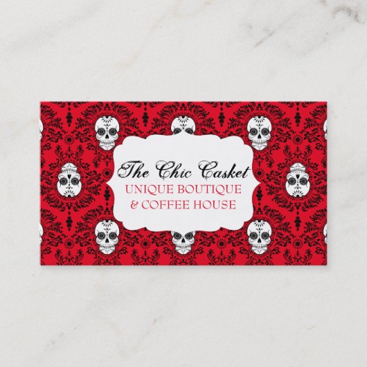 死んだダマスク織-シックな砂糖のスカルのカスタムの名刺 名刺 (正面)