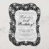 死んだダマスク織-シックな砂糖のスカルのカスタムの招待状 招待状 (正面/裏面)