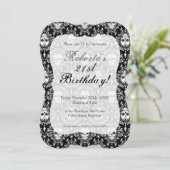 死んだダマスク織-シックな砂糖のスカルのカスタムの招待状 招待状 (スタンド正面)