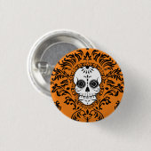 死んだダマスク織-シックな砂糖のスカルボタンPin 缶バッジ (正面&裏面)