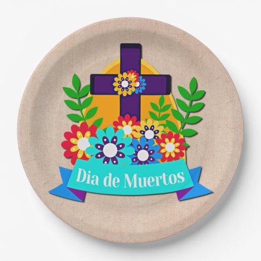 死んだデイジーフラワークロスファミリーキッズの日9" ペーパープレート (正面)