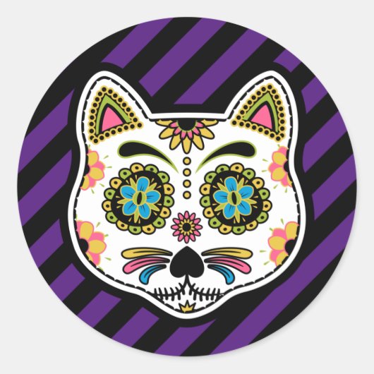 死んだネコの日の砂糖スカル ラウンドシール (正面)