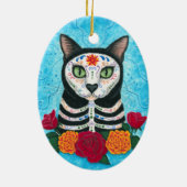 死んだネコの日シュガースカルキャットアート セラミックオーナメント (裏面)