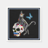 死んだネコの砂糖スカルと蝶の日 スタンダードカクテルナプキン (正面)
