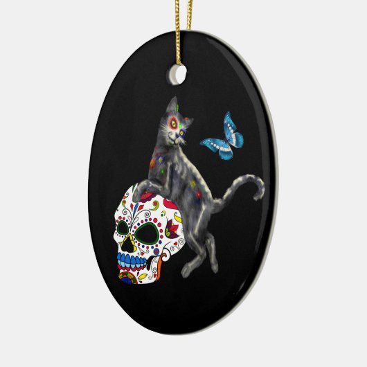 死んだネコの砂糖スカルと蝶の日 セラミックオーナメント (左)