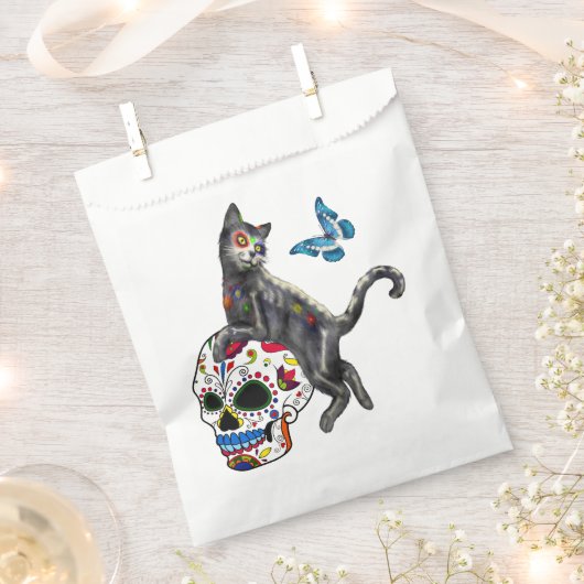 死んだネコの砂糖スカルと蝶の日 フェイバーバッグ (クリップ留めされた状態)