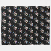 死んだネコの砂糖スカルと蝶の日 フリースブランケット (正面(横))