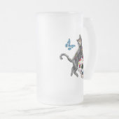 死んだネコの砂糖スカルと蝶の日 フロストグラスビールジョッキ (正面右)