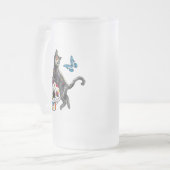 死んだネコの砂糖スカルと蝶の日 フロストグラスビールジョッキ (正面左)