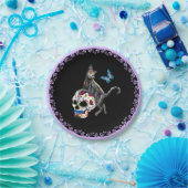 死んだネコの砂糖スカルと蝶の日 ペーパープレート (パーティー)