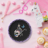 死んだネコの砂糖スカルと蝶の日 ペーパープレート (パーティー)