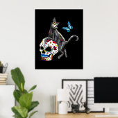 死んだネコの砂糖スカルと蝶の日 ポスター (ホームオフィス)